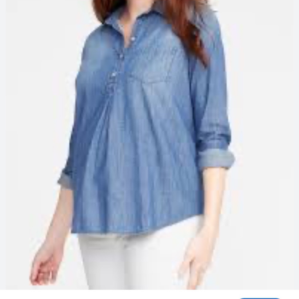 Maternity Chambray Popover Shirt Size Small‎
